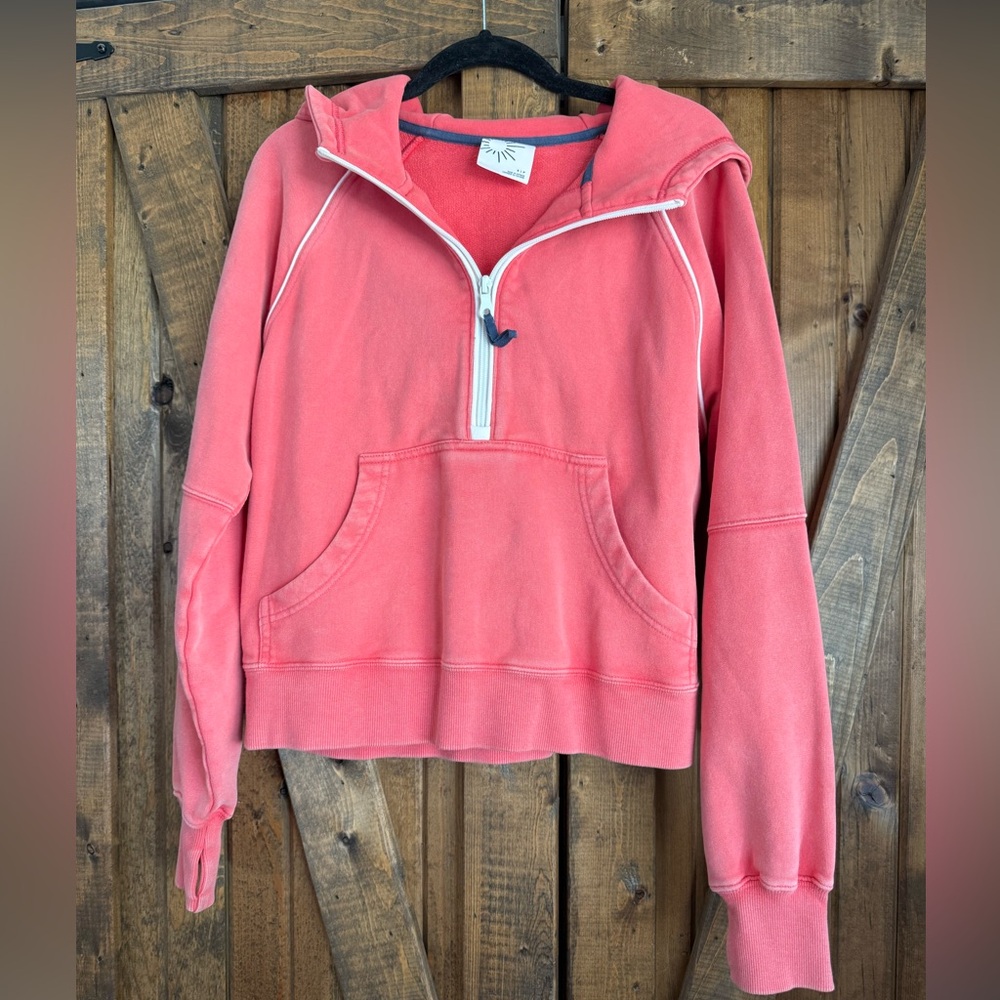 Aerie Coral Half-Zip Hoodie
